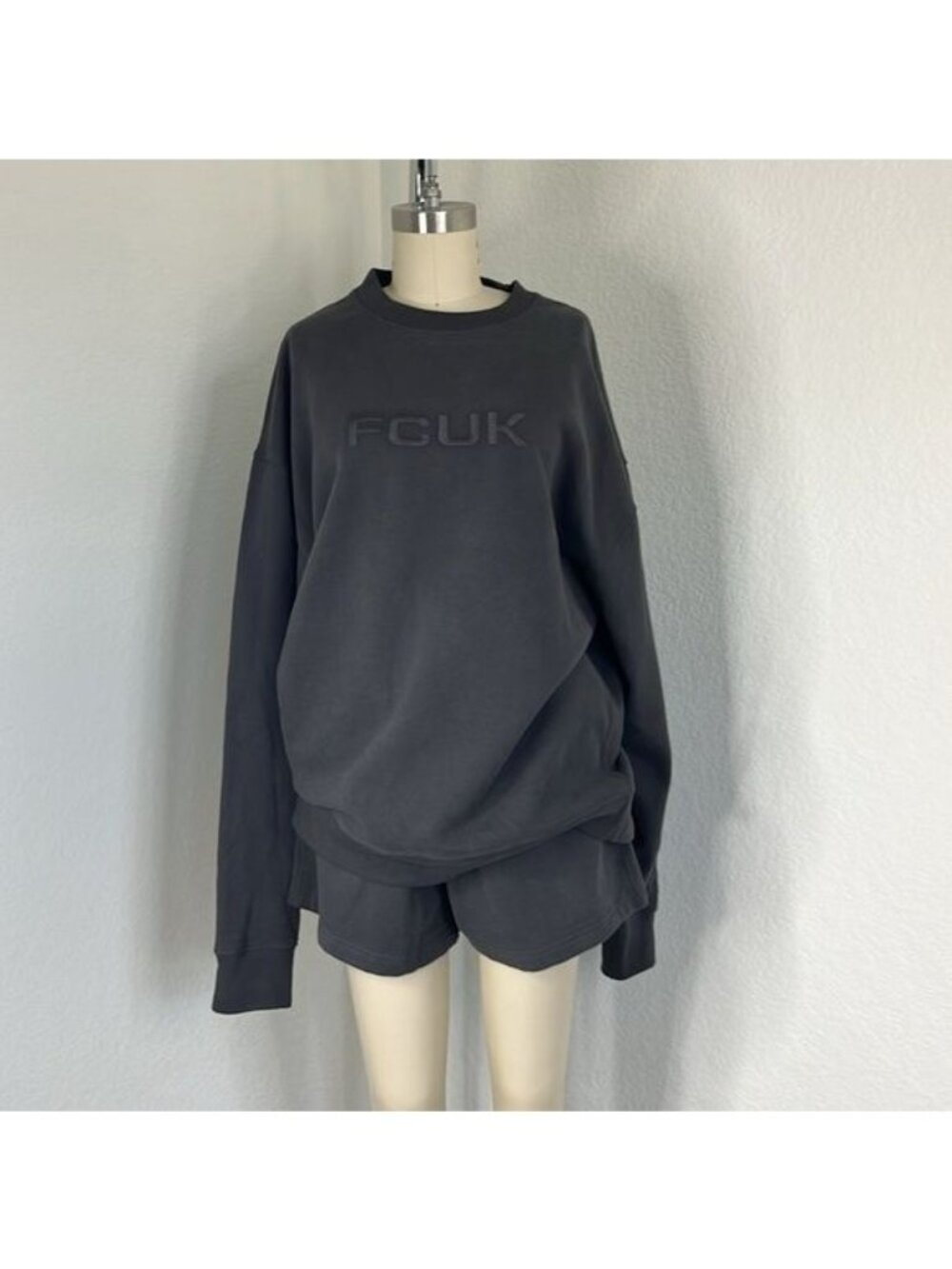 Unisex Tonal Sweatshirt Fcuk Jogger Short Shorts - Picture 4 of 15